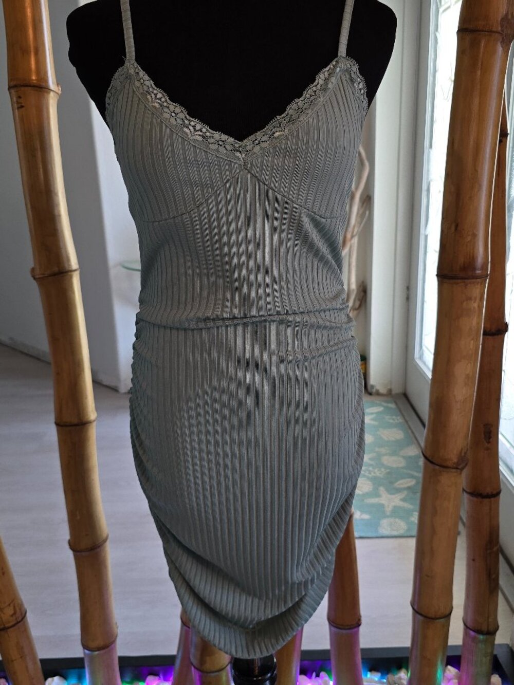 Olive Green Sexy Dress with lace top